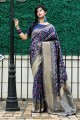 Banarasi raw Silk Weaving Navy Blue Saree with Blouse