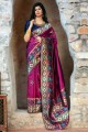 Saree in Purple Silk with Weaving