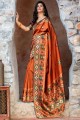 Orange Silk Weaving Saree with Blouse