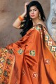 Orange Silk Weaving Saree with Blouse