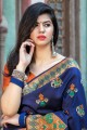 New Silk Saree with Weaving in Navy Blue
