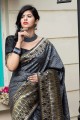 Grey Saree in Weaving Banarasi raw Silk
