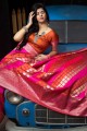 Banarasi raw Silk Weaving Pink Saree with Blouse