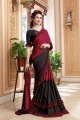 Satin Maroon Saree in Patch