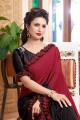 Satin Maroon Saree in Patch