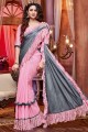 Hand Satin Saree in Pink