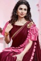 Lycra Saree in Pink & Magenta with Hand