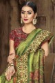 Saree in Green Tusser Art silk with Printed