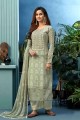 Cotton Palazzo Suit in Light Green Cotton