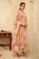 Silk Satin fawn  Palazzo Suit with dupatta
