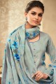 Silk Palazzo Suit in Blue with Satin