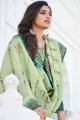 Green Palazzo Suit in Silk with Satin