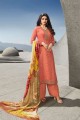 Crepe Palazzo Suit in Peach with dupatta