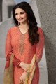Crepe Palazzo Suit in Peach with dupatta