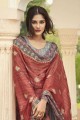 Grey Crepe Crepe Palazzo Suit with dupatta