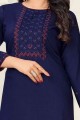 Linen Palazzo Suit with Linen in Navy Blue