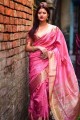 Enticing Weaving Silk South Indian Saree in Pink