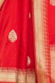 Banarasi Saree in Red Silk with Weaving