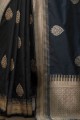 Opulent Weaving Banarasi raw Silk Saree in Black
