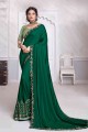 Latest Embroidered Silk Saree in Green with Blouse