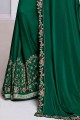 Latest Embroidered Silk Saree in Green with Blouse