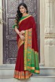 Maroon Saree in Cotton with Weaving