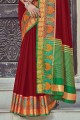 Maroon Saree in Cotton with Weaving