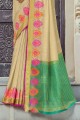 Saree in Beige Cotton with Weaving