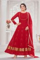 Georgette Red Anarkali Suit with dupatta