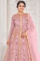 Pink Net Anarkali Suit with dupatta