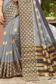 Ethinc Grey Saree in Silk with Weaving