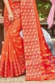 Silk Weaving Orange Saree with Blouse