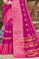 Magenta Saree with Weaving Silk