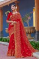 Appealing Silk Red Saree in Embroidered