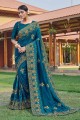 Dazzling Blue Silk Embroidered Saree with Blouse