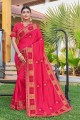 Splendid Embroidered Silk Pink Saree Blouse
