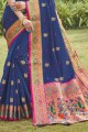 Navy Blue Silk  South Indian Saree with Blouse