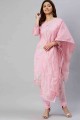 Cotton Striaght Pajami Salwar Kameez in Pink Cotton