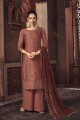 Silk Palazzo Suit in Brown with Silk