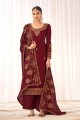 Maroon Palazzo Suit in Tussar Silk with Tussar Silk