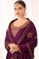 Tussar Silk Palazzo Suit in Wine  with Tussar Silk