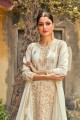 Cream Palazzo Suit in Faux Georgette with Faux Georgette