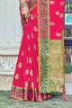 Silk South Indian Saree in Rani  with Weaving