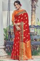 Red Weaving South Indian Saree in Silk