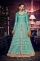 Sky Blue Silk Anarkali Suit with dupatta
