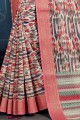 Cotton Pink Saree in Printed