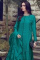 Teal Blue Palazzo Suit in Cotton with Cotton