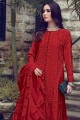Palazzo Suit in Red Cotton with Cotton