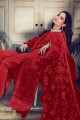 Palazzo Suit in Red Cotton with Cotton
