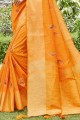 Mustard South Indian Saree in Embroidered Silk